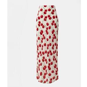 Muma World White Cherry Bias Maxi Skirt  Small